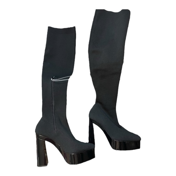 Gianni Bini JARVIS Stretch Knit Over-the-Knee Platform Boots Black Size 6 NEW - Picture 7 of 13